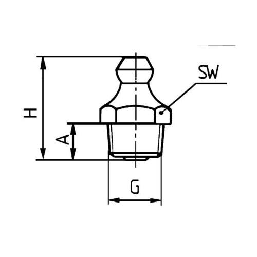 Hydraulik Schmiernippel H1 1/4" BSF, SW 7, DIN 714