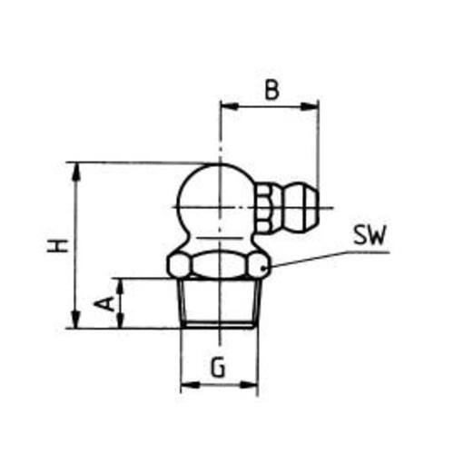 Hydraulik Schmiernippel H3 / A - 5, SW 10, DIN 714