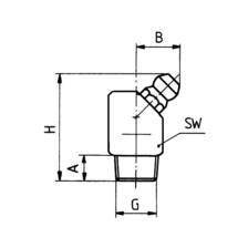 Hydraulik Schmiernippel H2 R 1/8", 4-Kant, SW11, D